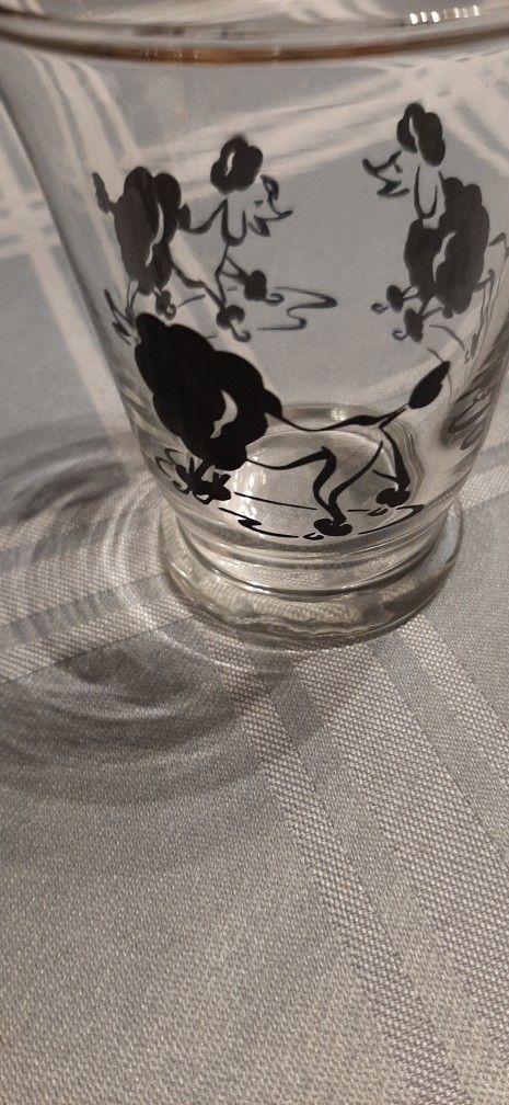 Hazel Atlas Black French Poodle Juice Glasses