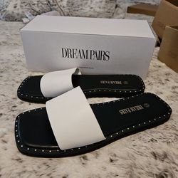 White Flat Sandals Size 8.5