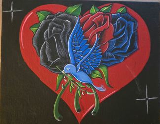 Swallow in a heart