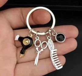 New Hairdresser/Stylist Beauty BLACK With Jewel 💎 Keychain Absolutely Adorable