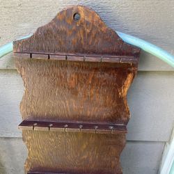 Vintage old 18  dark wood spoon holder
