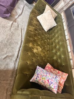 Green velvet couch