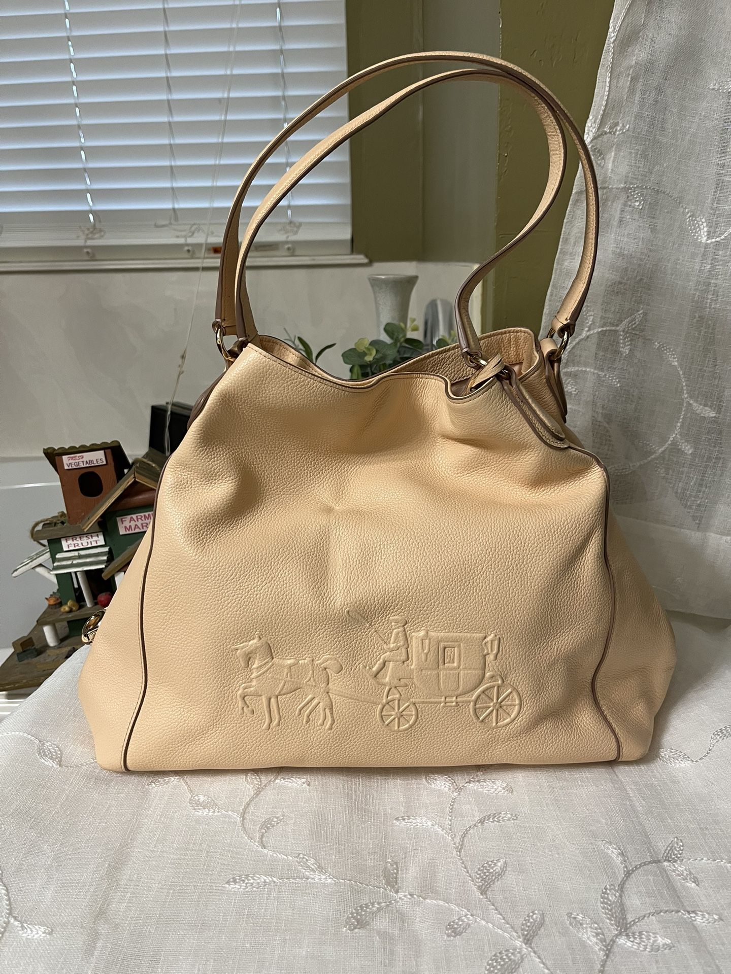 Coach Edie Peach Leather Shoulder Bag Vintage