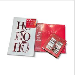 2- 5pack Holiday Gift Box Set with Red and White Designs and Gift tags stickers 