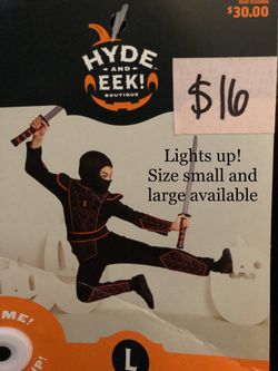 NEW LiGhT UP Ninja Halloween Costume size small and large (kids) IT LIGHTS UP!!!