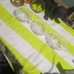 3 Hobnail Fenton Tea Cups No Chips Or Cracks