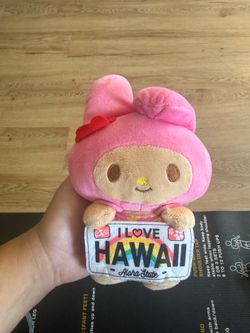 Hello Kitty HAWAII Stuffed Toy License Plate My Melody Pink Plush 6” Sanrio