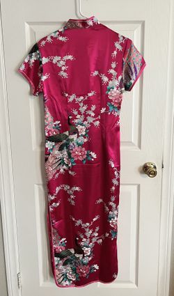 Qipao Traditional Chinese Long Dress With Peacocks