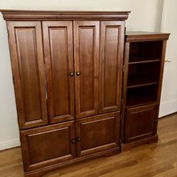 Like New! Entertainment Cabinet & Side Tower Shelf