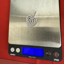 14k White Gold Heart Pendant.