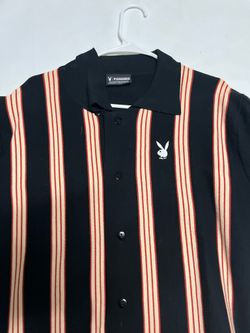 PLEASURES X PLAYBOY CLUB WOVEN CARDIGAN SWEATER 