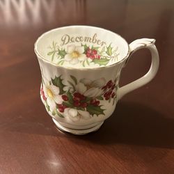 Royal Albert Bone China Flower Of The Month December Christmas Rose. Cup only no saucer. Vintage 1970