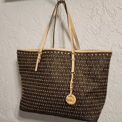 Michael Kors Gold Studded Large Tote Bag | Large MK Purse | Studded Purse