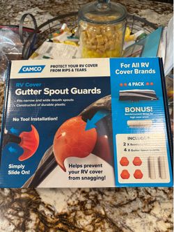 Camco 42260 RV Cover Gutter Spout Guard Kit with Adhesive RV Cover Reinforcement Strips