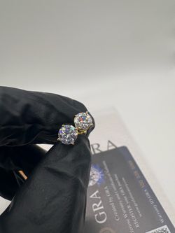 VVS1 6MM Moissanite Gold .925 Stud Earrings