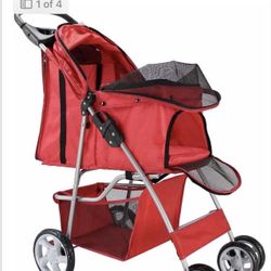 Pet Stroller With Multiple Windows For Breathability