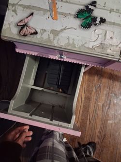 Painted Wood Jewelry Box with Butterfly Decor