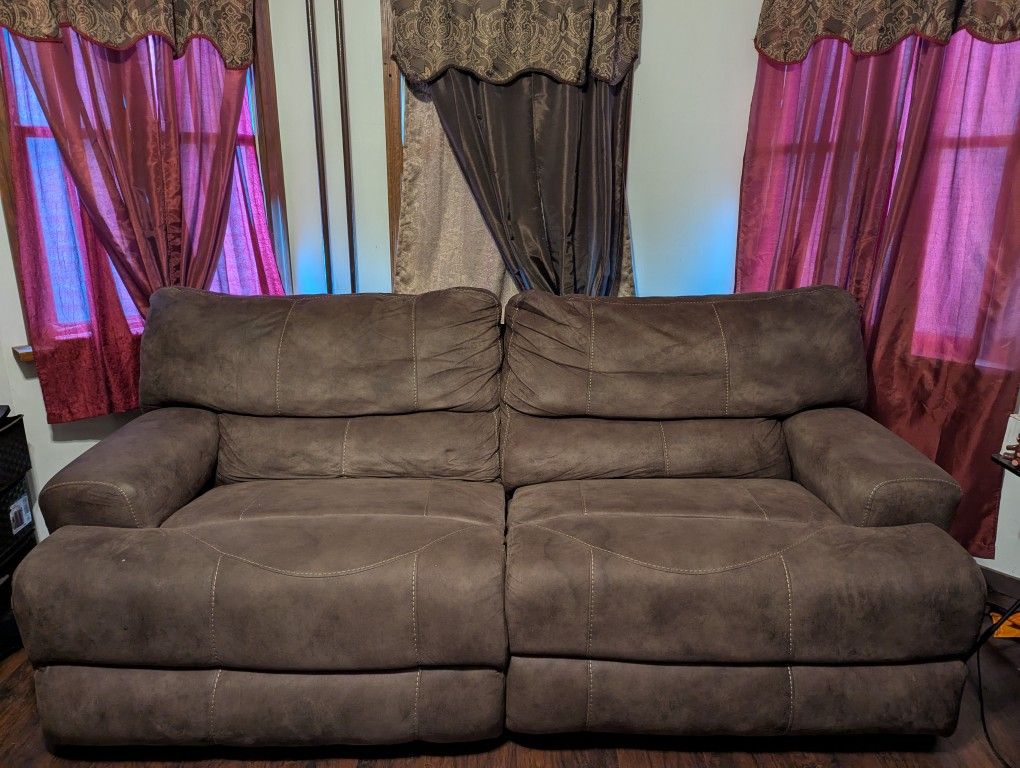 Dual Side Power Reclining Sofa - Brown