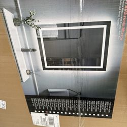 Apmir 44 in. W × 30 in. H Rectangular Frameless Front and Back LED Lighted Anti-Fog Tempered Glass Wall Bathroom Vanity Mirror