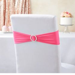 Pink Chair Sashes for Wedding Reception, Baby Shower, Birthday Party, Fits 13.5-16.5 inch Chair Backs with Silver Buckles