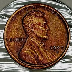 Rare Commemorative US Coin  1909-S  Lincoln Wheat Penny. Weight:3.1 gr.  Copper.