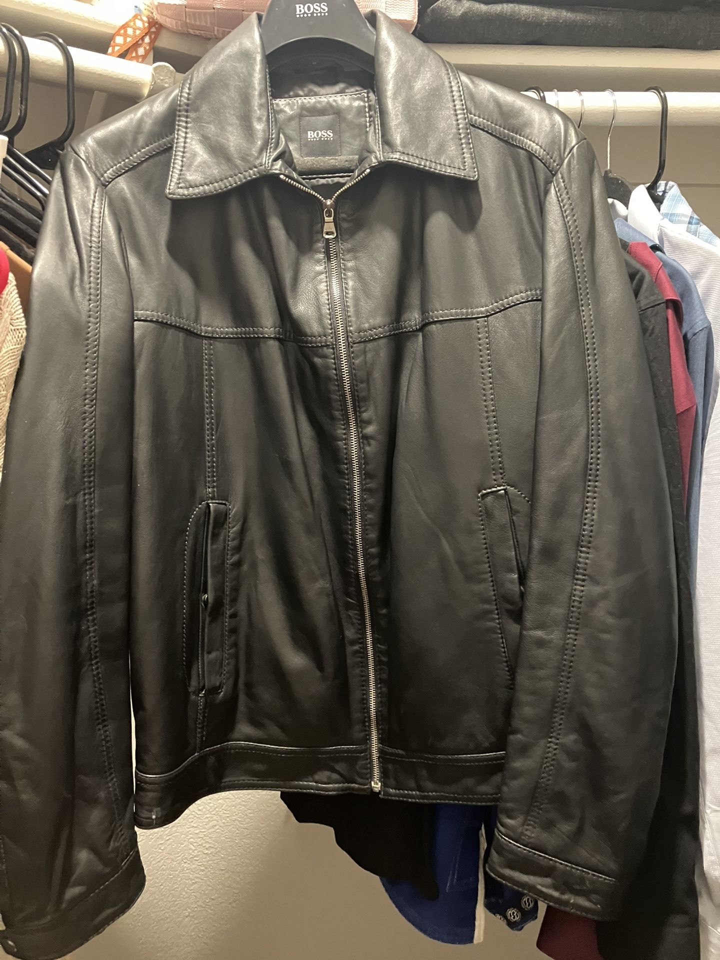 Hugo boss vintage leather jacket Size 46R