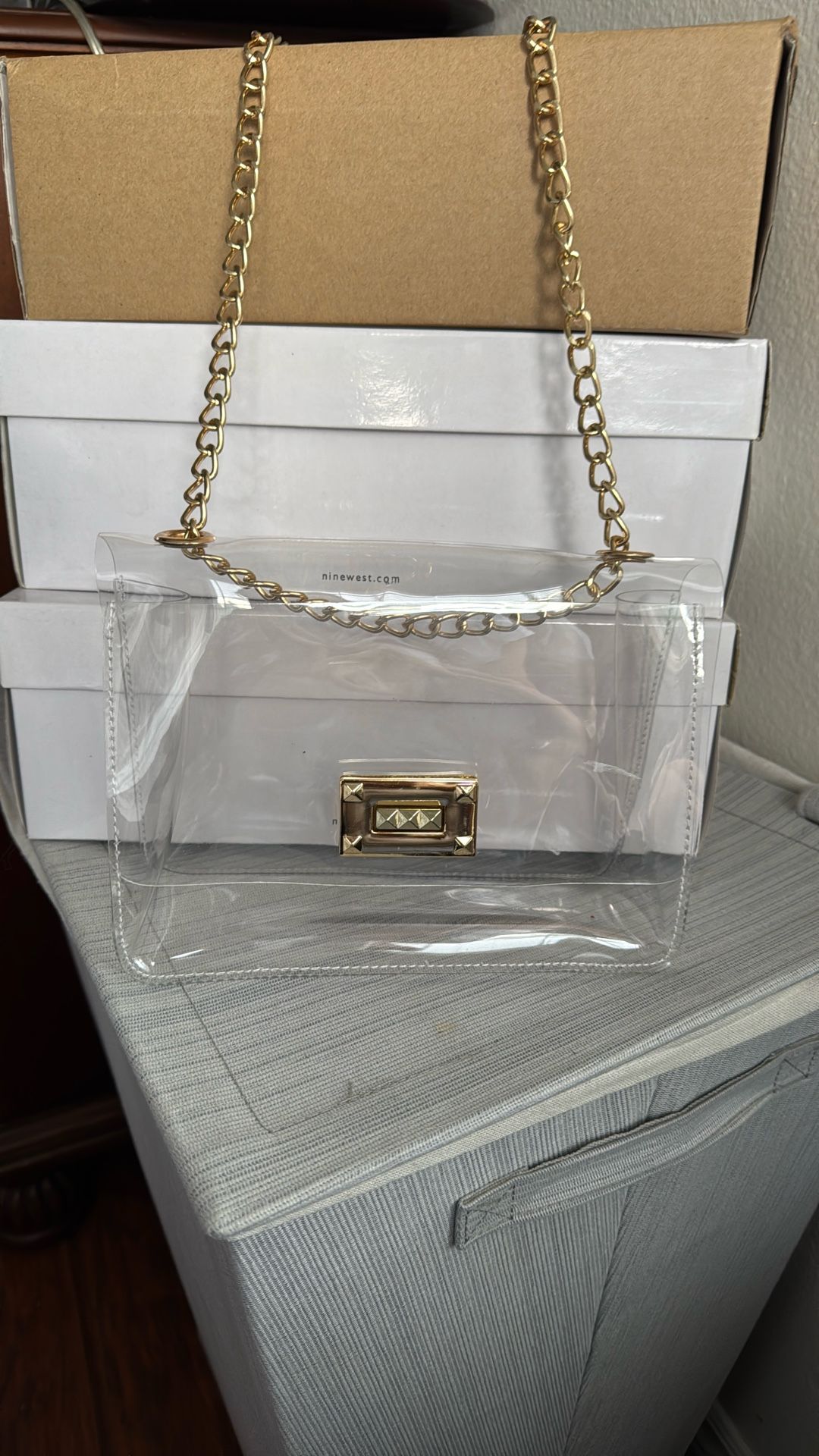 Clear Purse With Gold Chain