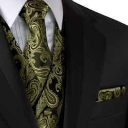 Men's Formal Vest, Tie and Hankie Set. 