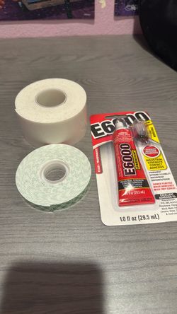 Indoor double sided foam tape +E6000 glue