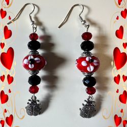 Handcrafted Beaded Ladybug Earrings
