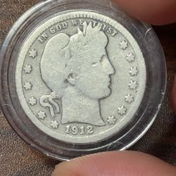 1912-p Barber Quarter F/VF!