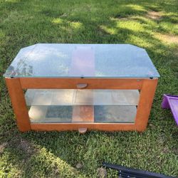 Tv Television Stand Glass Shelves 