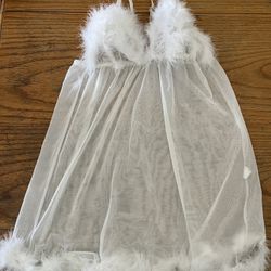 Lingerie Faux Feathers Teddy Size S High Thigh Length 