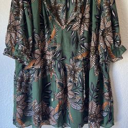 Elle Women’s Top Blouse Floral Size L