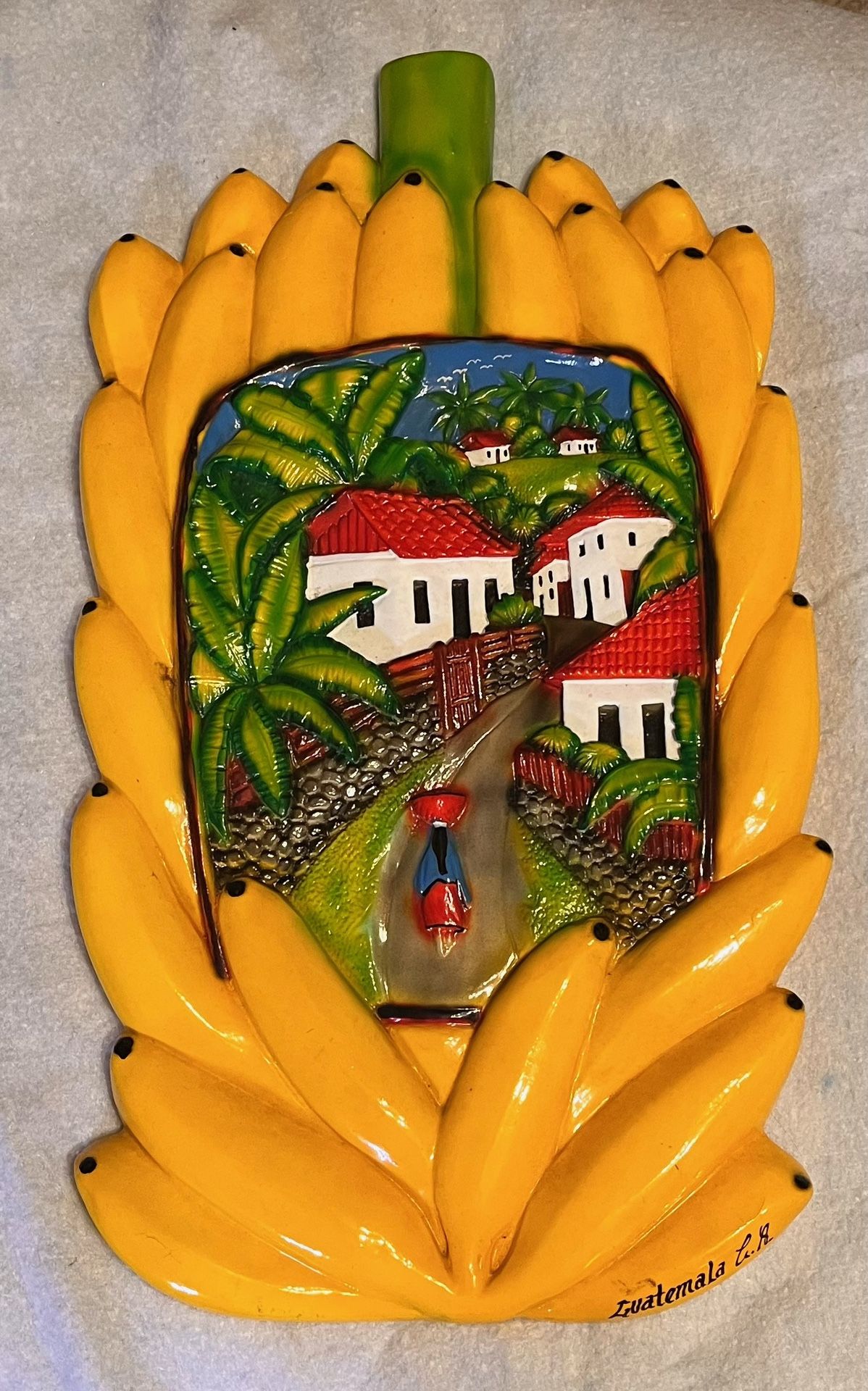 11x19 1/2” Banana cluster pottery, handmade in Guatemala.