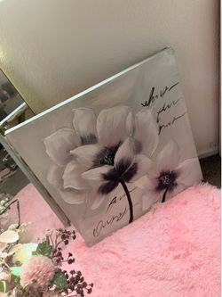 Floral canvas (with cursive script overlay)