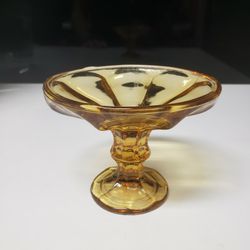 Vintage Fairfield Amber Pedestal Dish