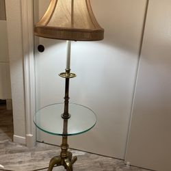 Vintage Brass And Glass Floor Lamp