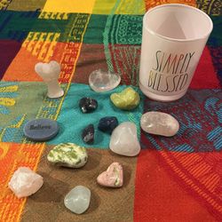 Healing Crystals With “Simply Blessed” Decorative Container