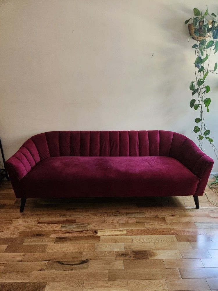 Magenta Velvet Couch