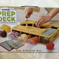 Bamboo Prep Deck with Drawers & Slicer Set