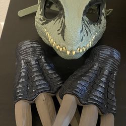 Dino claws Jurrasic world Realistic Dinosaur Mask with Claw Gloves Costume Set Raptor Kids Dress Up