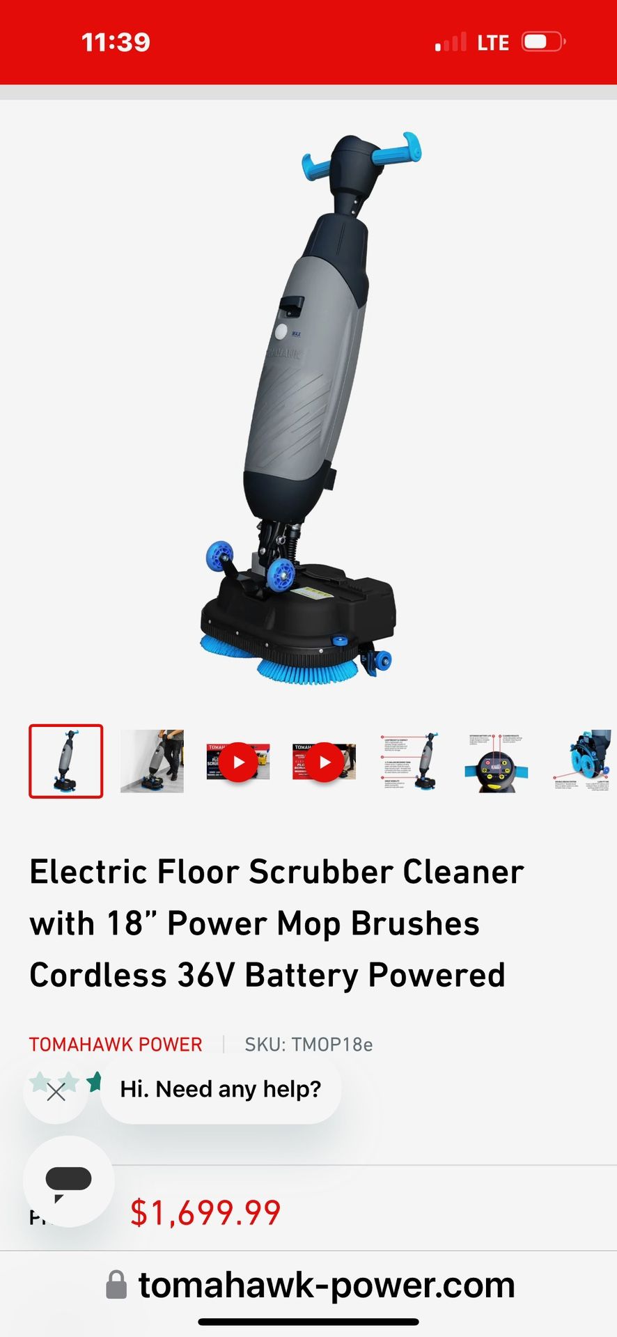 Electric floor scrubber