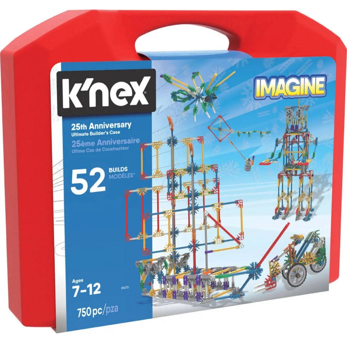 K'NEX Kinex red Hard Box Case filled with Knex !!