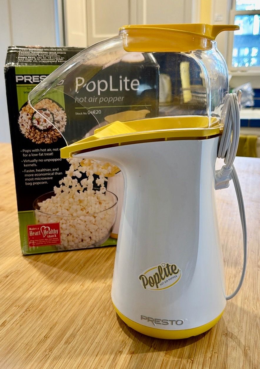 Presto 04820 Poplite Hot Air Popcorn Popper - Built-In Measuring Cup + Melts Butter Easy to Clean