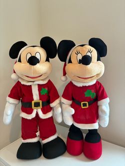 Disney Holiday Christmas Santa Mickey & Minnie Mouse Plush Greeter Set