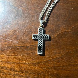 Cross Necklace Carbon Fiber
