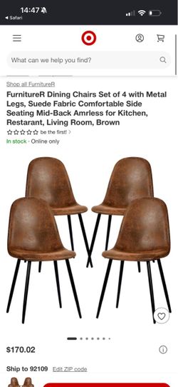 Brown Suede Dining Chairs-set of 4