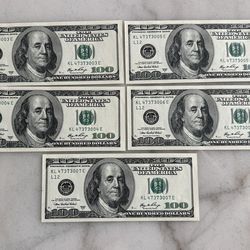 Fancy 5 sequential 2006 $100 bills