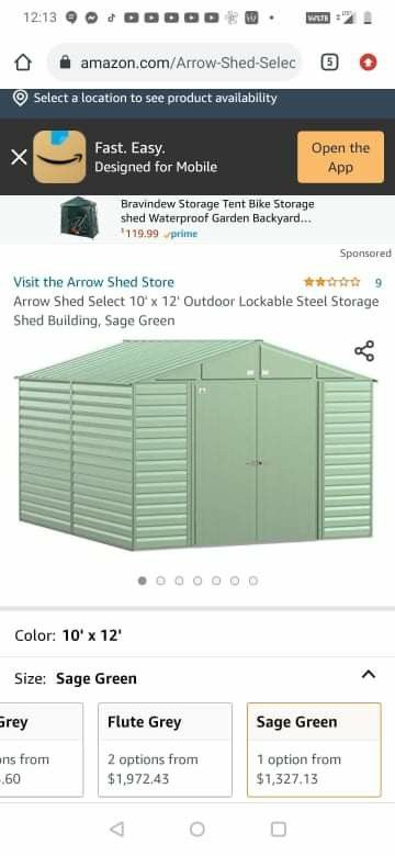 New In Box 10x12 Storage Shed Steel Material (Sage Green In Color)